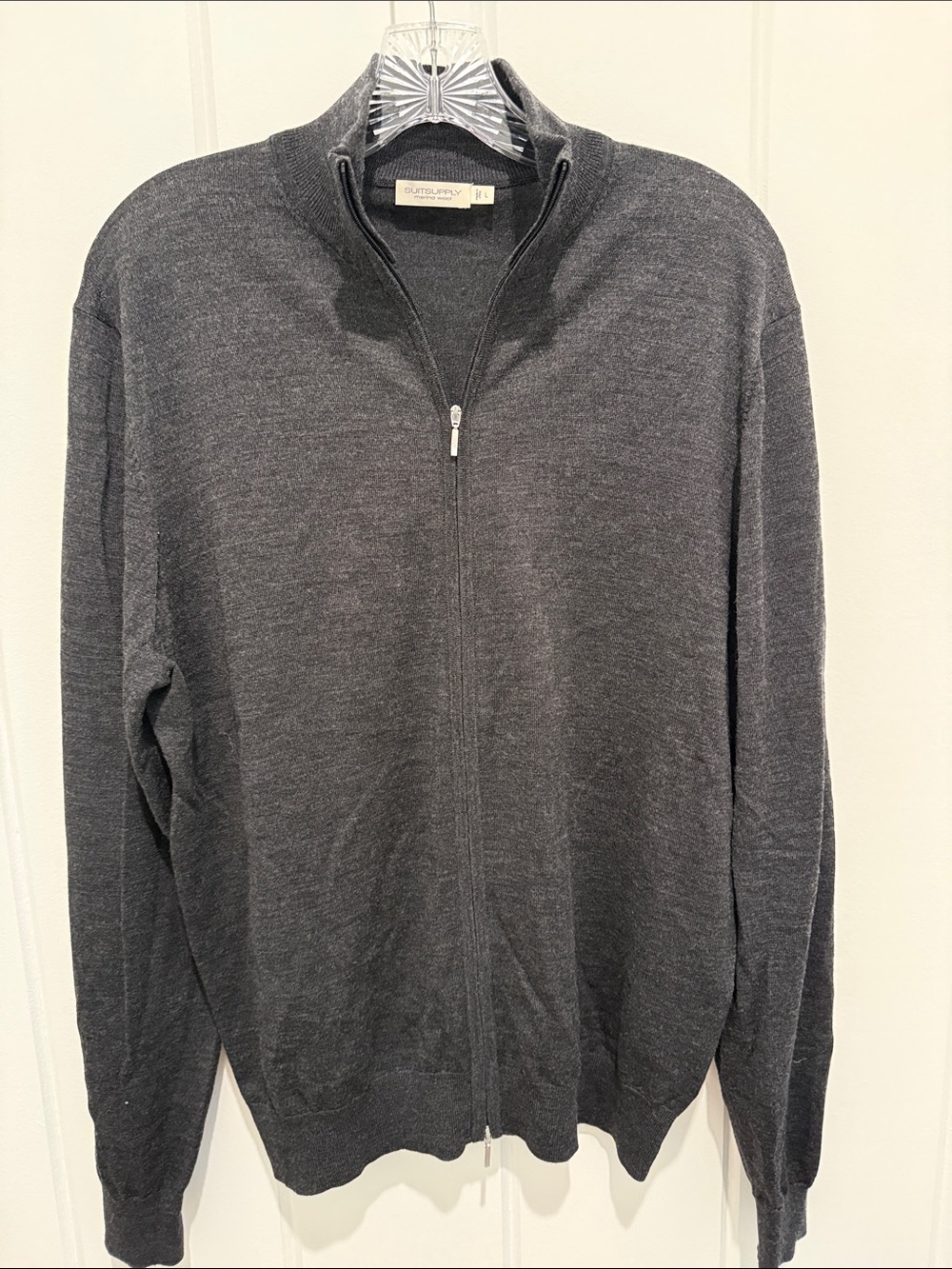 Charcoal Full-Zip Men’s Sweater - Lightweight Comfort